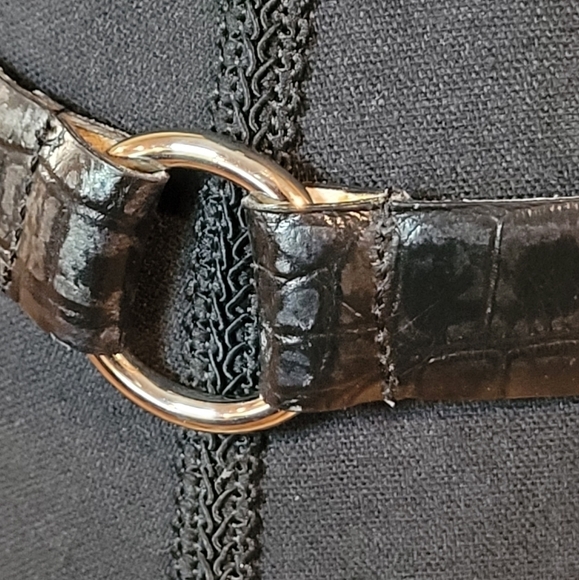 LIZ CLAIBORNE Genuine Leather Belt, Dark Grey with Silver Tone Hardware - Picture 7 of 16